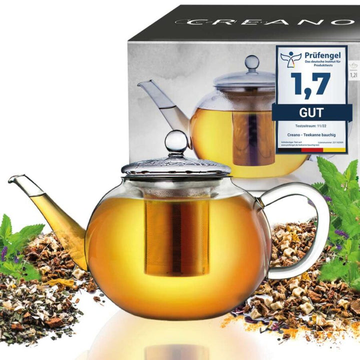 Creano Glas Teekanne “Flach” | 1,2 L
