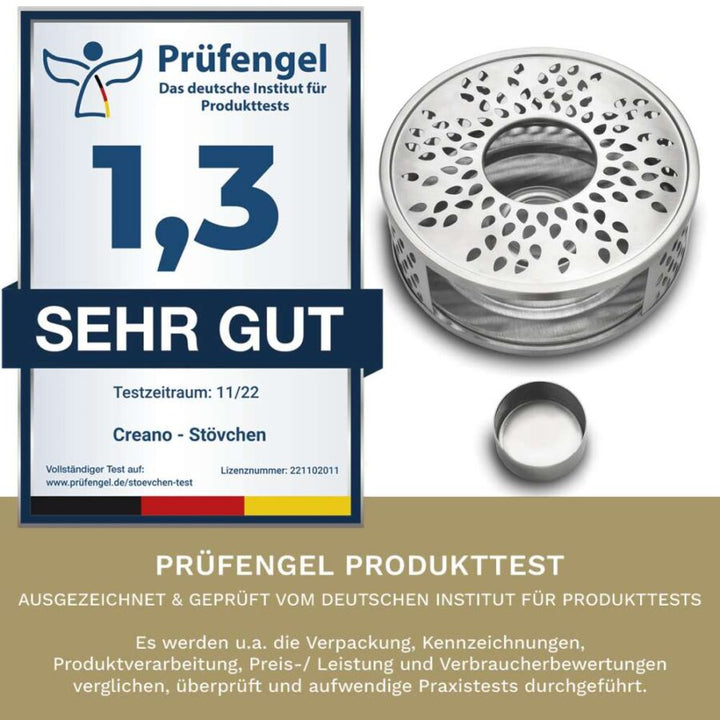 Creano Stövchen “Leaf” aus Edelstahl mit Teelichthalter