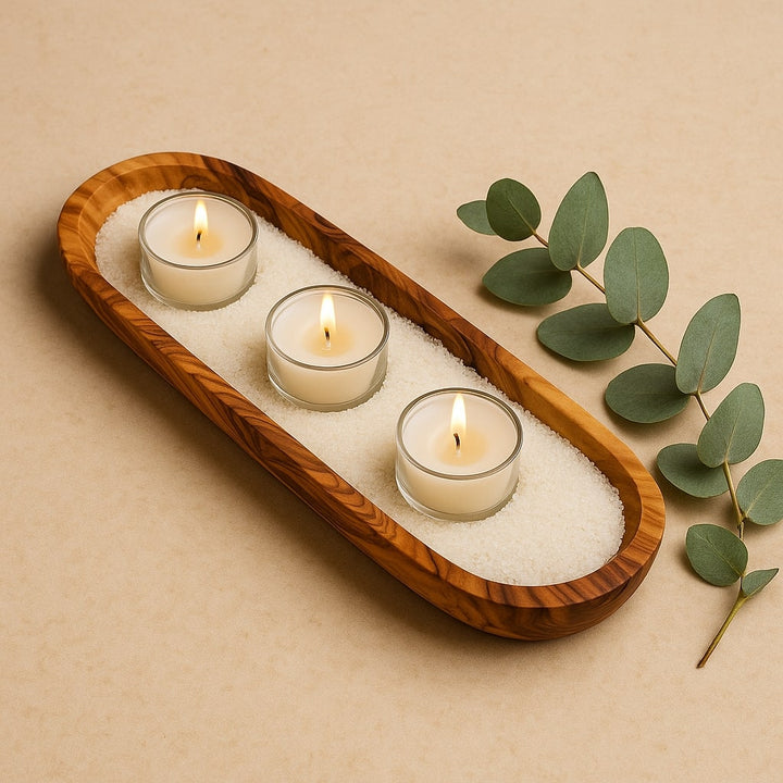 Kerzenhalter-Set WELLNESS inkl. Sand & 3 Teelichtern - Elysera
