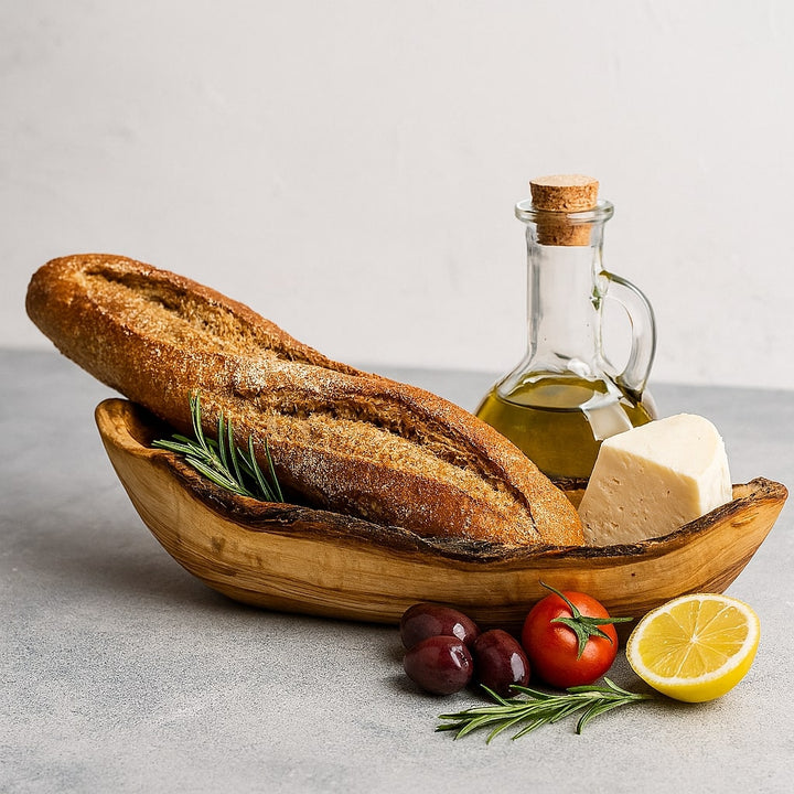 Brotschale RUSTIKAL aus Olivenholz - Elysera