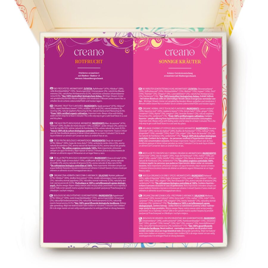 Creano Bio Früchte-Kräutertee 27er Geschenkset „ORGANIC HERBAL TEA“
