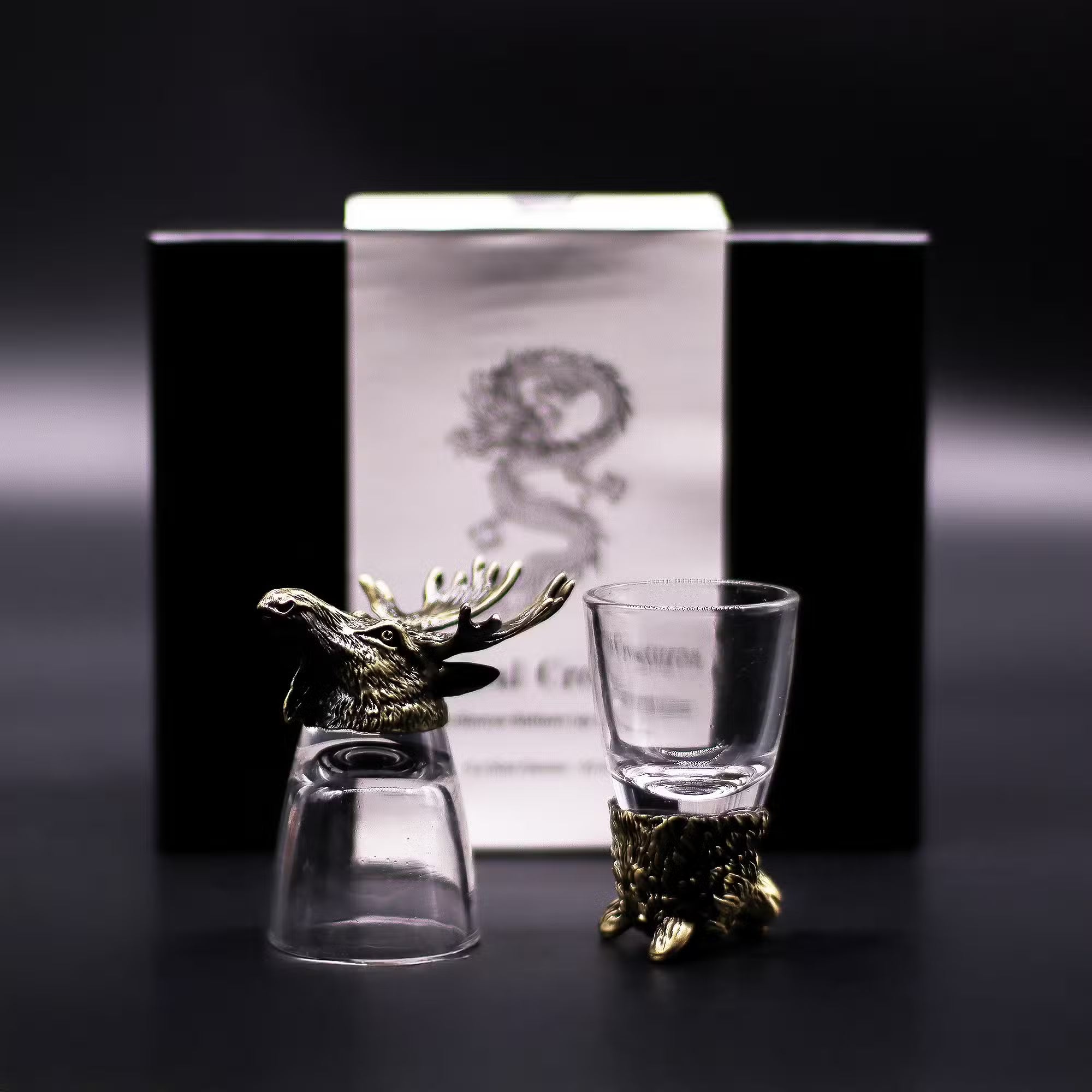 Schnapsglas-Set mit Tiermotiven Geschenkbox