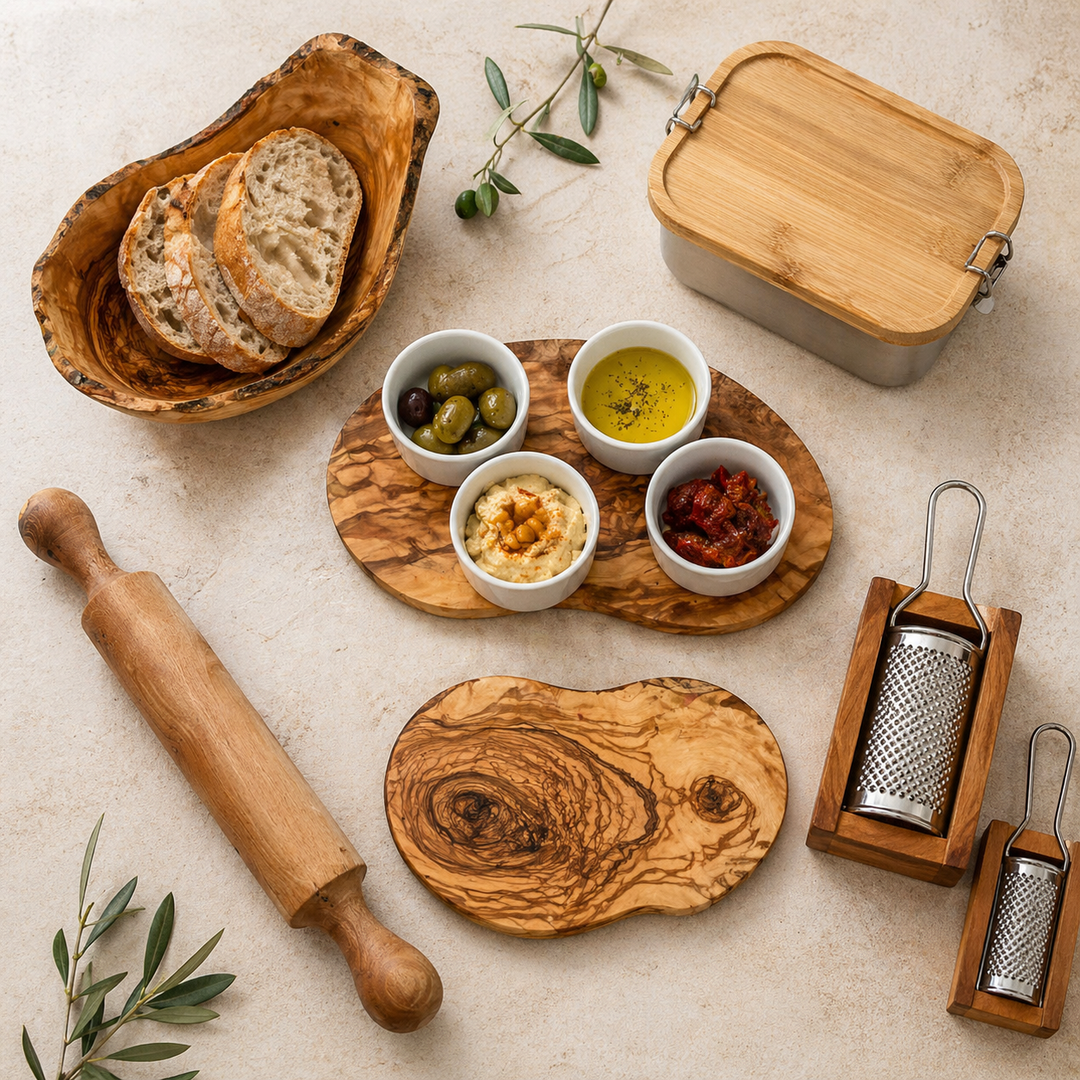 Küchenaccessoires aus natürlichen Materialien für Kochen, Servieren und Genießen