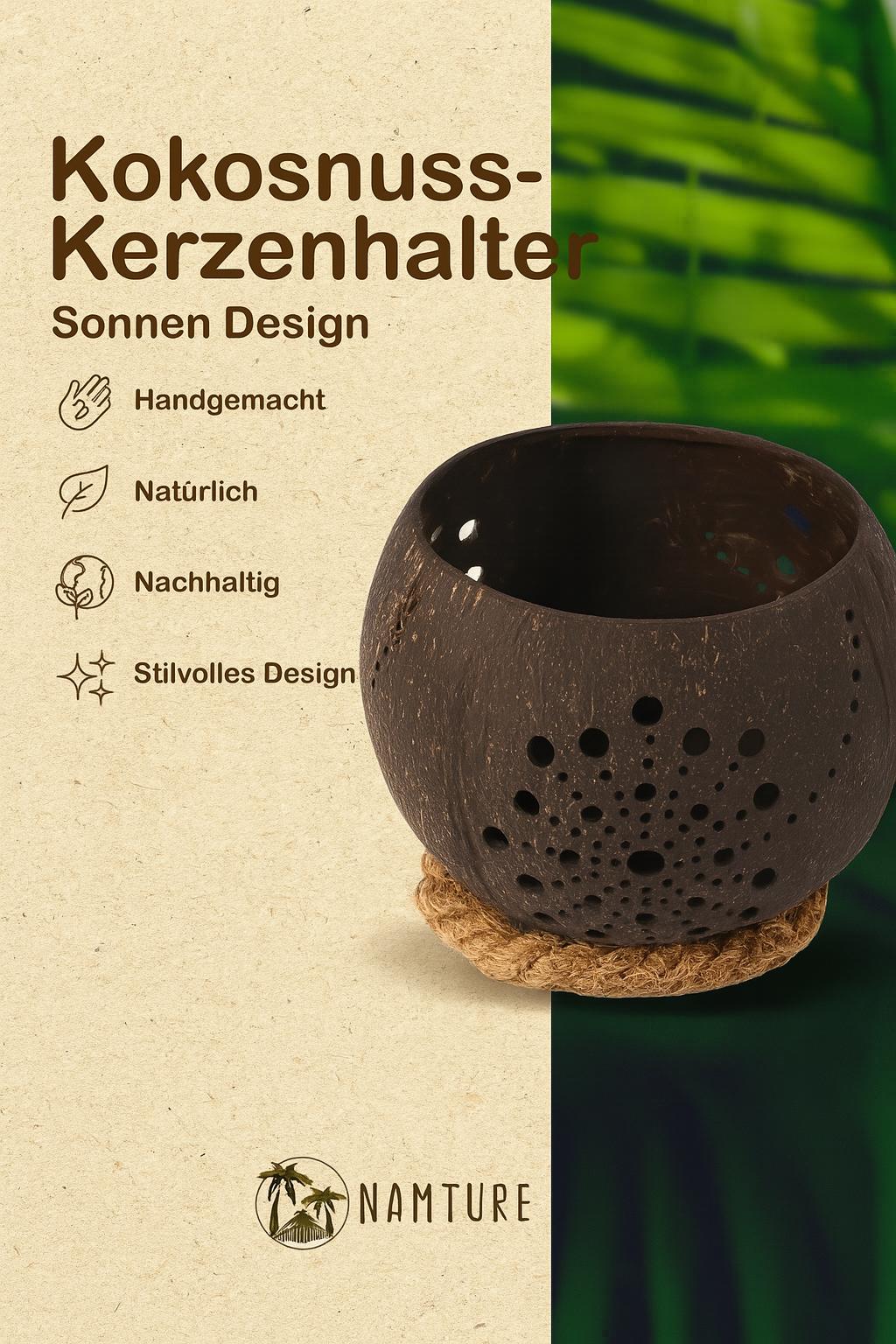 Kokosnuss-Kerzenhalter - Elysera