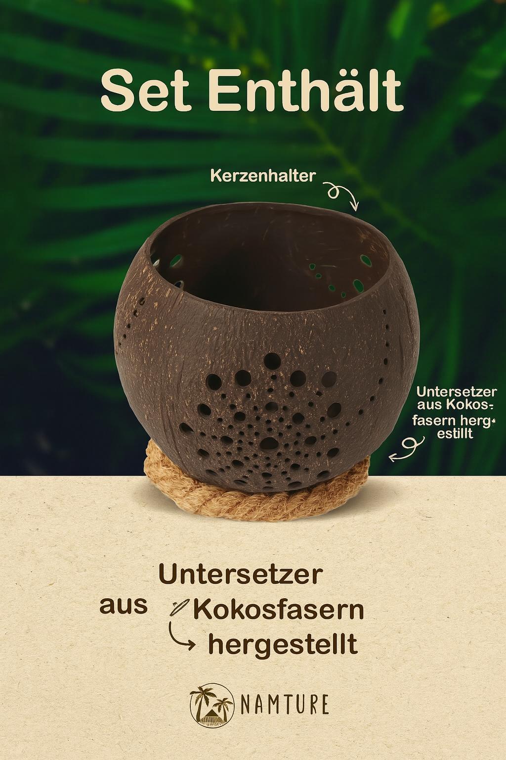Kokosnuss-Kerzenhalter - Elysera