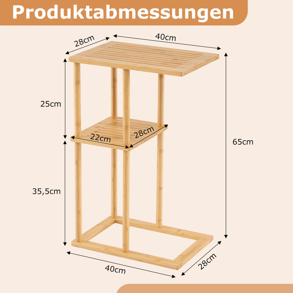 Beistelltisch aus Bambus mit 2 Ablagen – 2er-Set