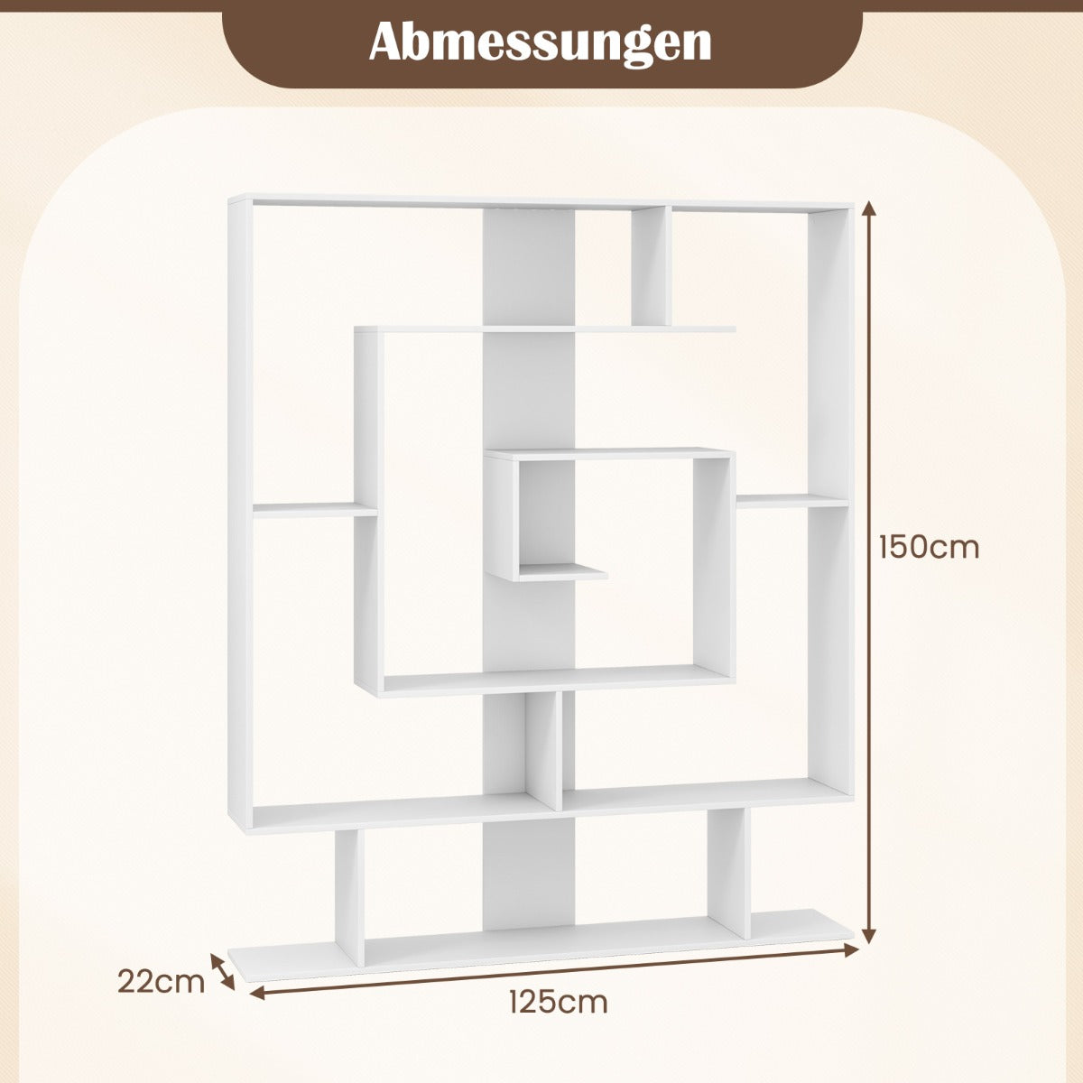 Bücherregal mit 7 Ebenen im geometrischen Design