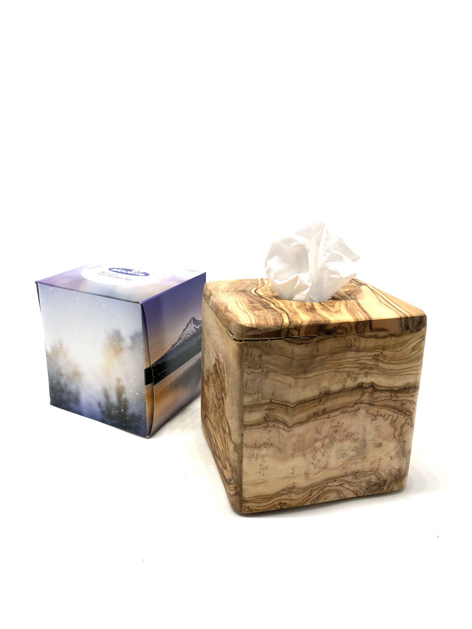Kosmetiktücherbox aus Olivenholz - Elysera