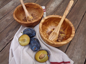 Müslischale aus Olivenholz mit Löffel - Elysera