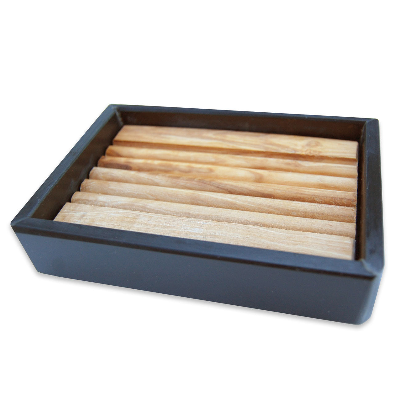 Seifenschale SCHIEFER mit Rillen-Inlay aus Olivenholz - Elysera