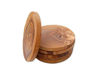 Untersetzer RUND Ø 12 cm aus Olivenholz - Elysera