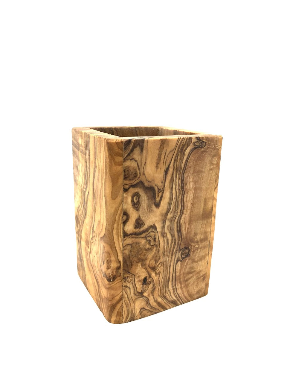 Zahnputzbecher aus Olivenholz (eckig) - Elysera