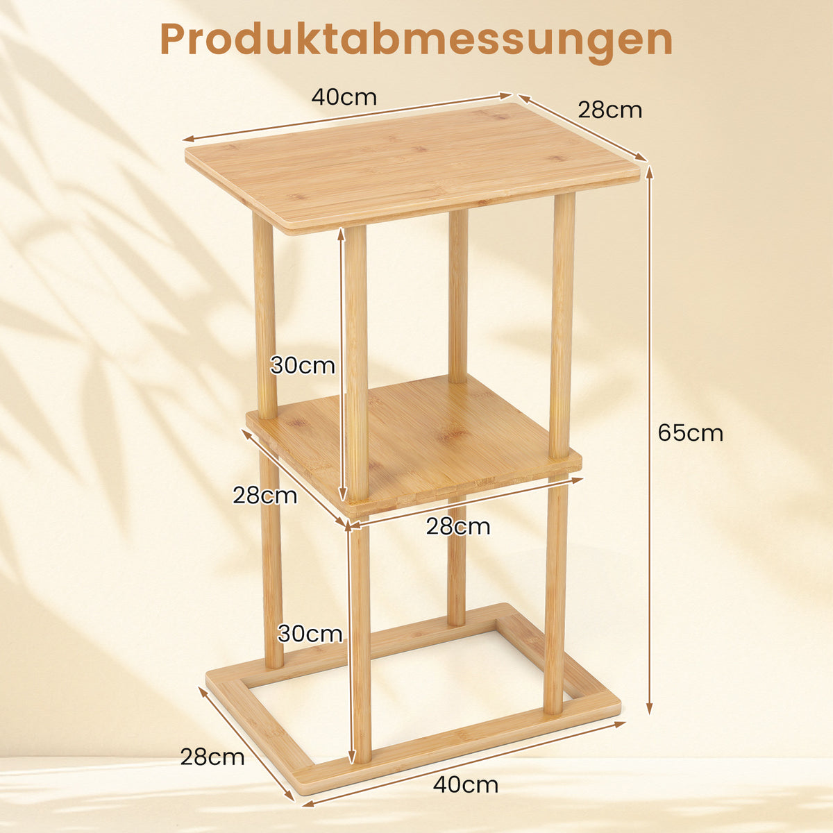 Beistelltisch aus Bambus mit 2 Ablagen – 2er-Set