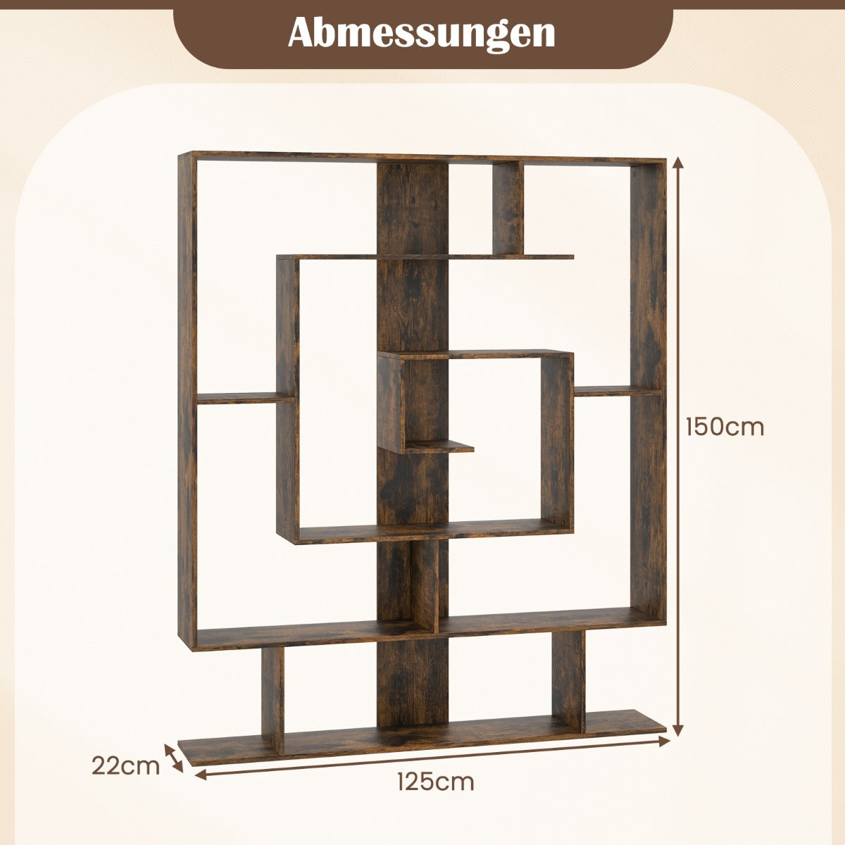 Bücherregal mit 7 Ebenen im geometrischen Design