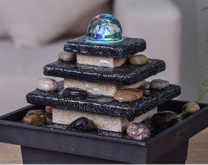 Zimmerbrunnen – Eka im Tempeldesign und farbigem LED-Licht - Elysera