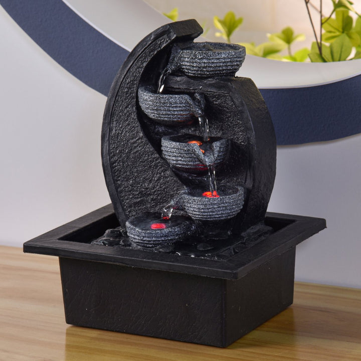 Zimmerbrunnen – Wasserfall V2 – Durchfluss 4 Stufen LED-Licht - Elysera