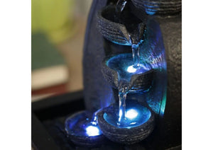 Zimmerbrunnen – Wasserfall V2 – Durchfluss 4 Stufen LED-Licht - Elysera