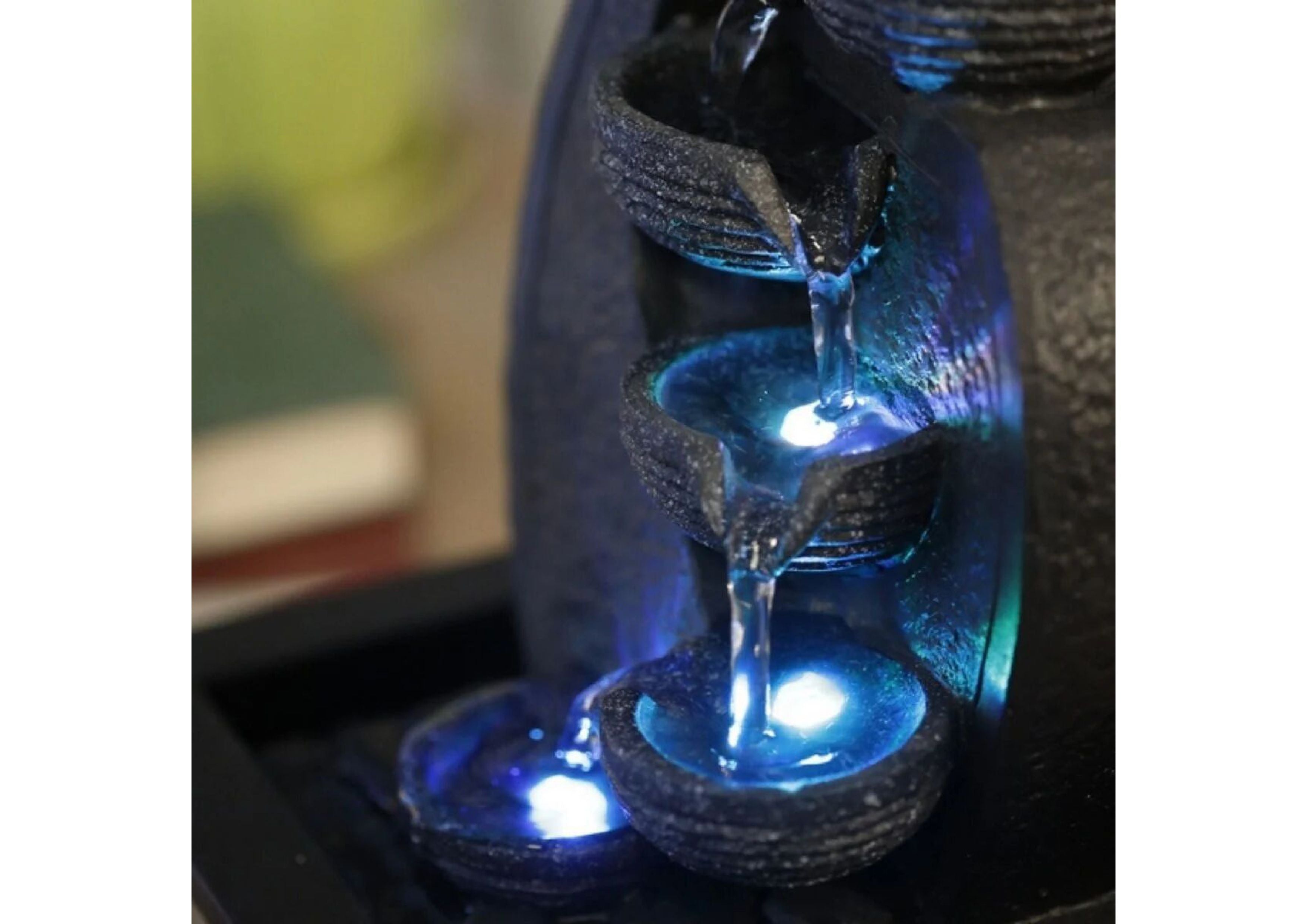 Zimmerbrunnen – Wasserfall V2 – Durchfluss 4 Stufen LED-Licht - Elysera
