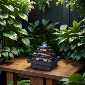 Zimmerbrunnen – Eka im Tempeldesign und farbigem LED-Licht - Elysera