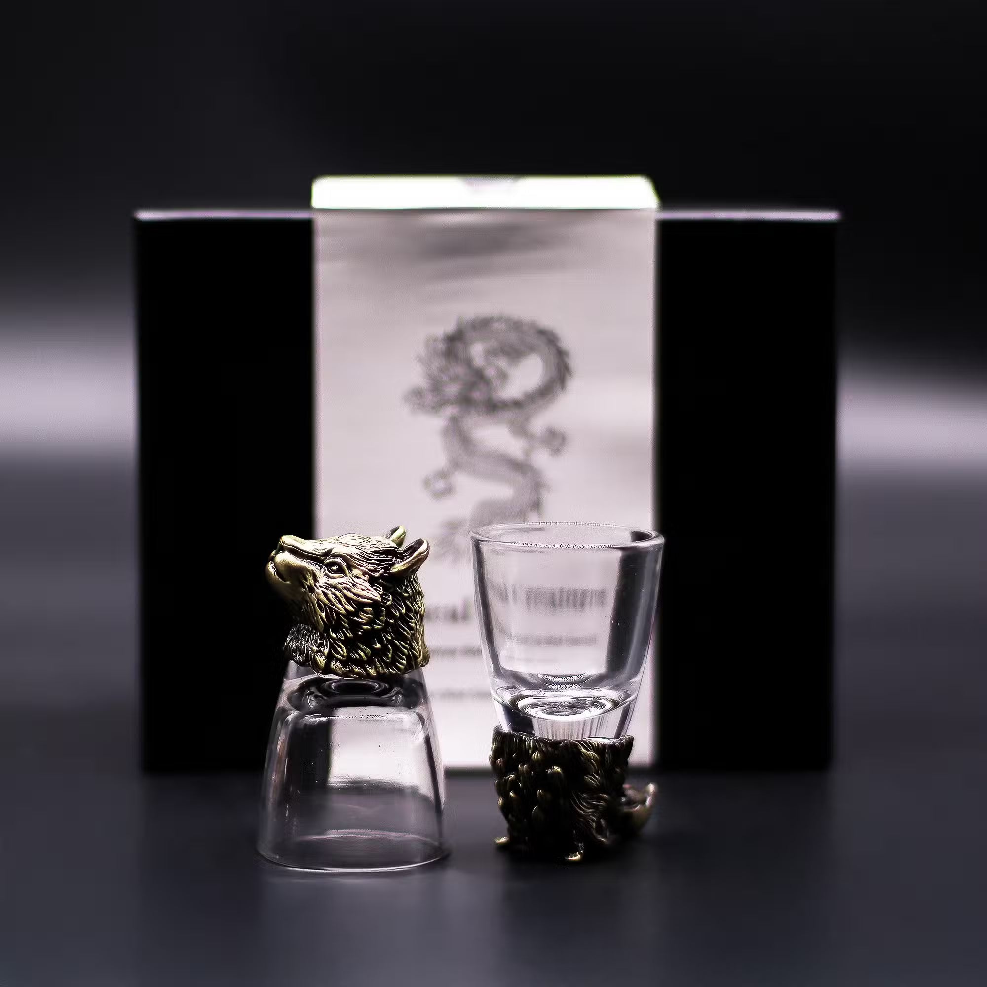 Schnapsglas-Set mit Tiermotiven Geschenkbox
