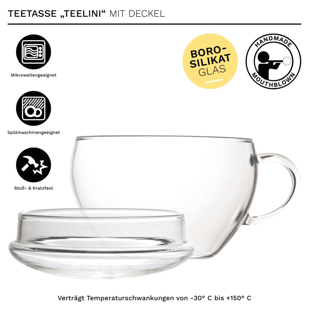 Creano ErblühTeelini Geschenkset mit Teeglas und 8 Teeblumen – Weißer Tee
