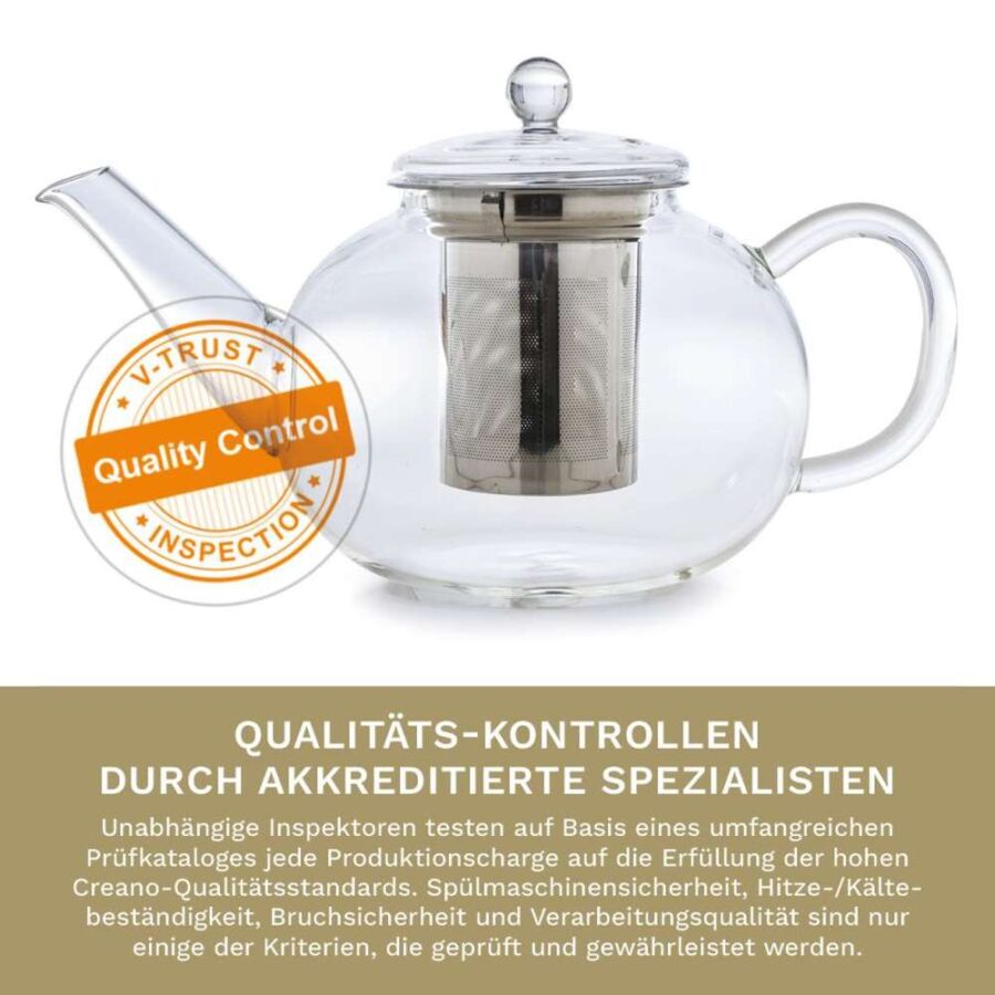 Creano Glas Teekanne “Flach” | 1,2 L