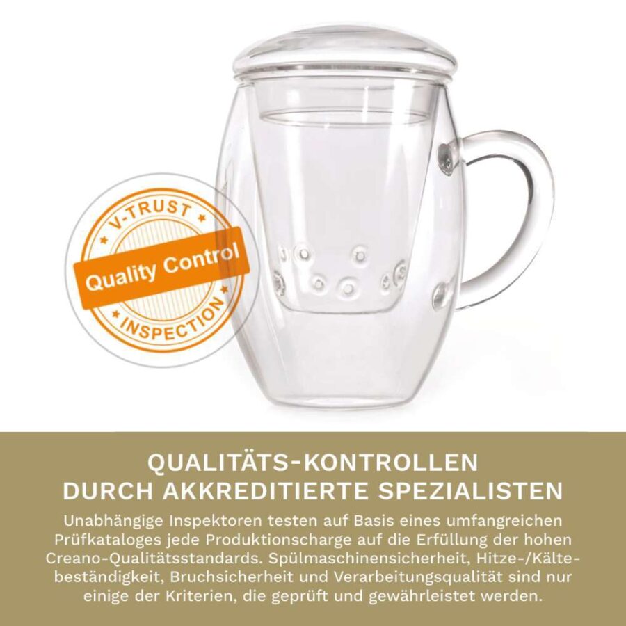 Creano TeeGlas “All-In-One” mit Glasfilter, 3-tlg. | 400 ml