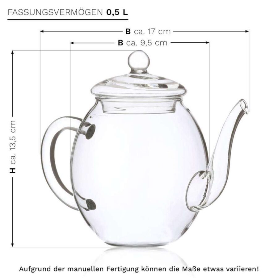 Creano Teeblumen Mix – Geschenkset ErblühTee mit Glaskanne, Schwarztee (6 Teerosen in 3 Sorten)