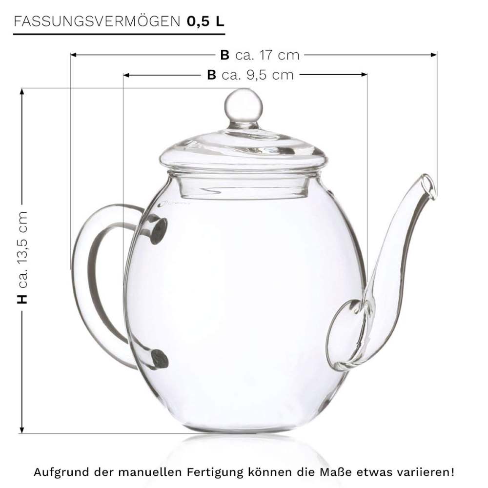 Creano Teeblumen-Mix Geschenkset mit 500 ml Teekanne in edler Holzbox – Weißer Tee