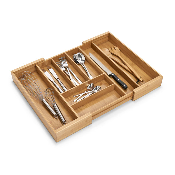 Besteckkasten ausziehbar Bambus/MDF - Elysera
