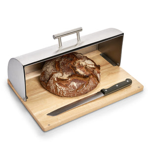 Brotkasten Edelstahl/Metall/Gummibaum - Elysera