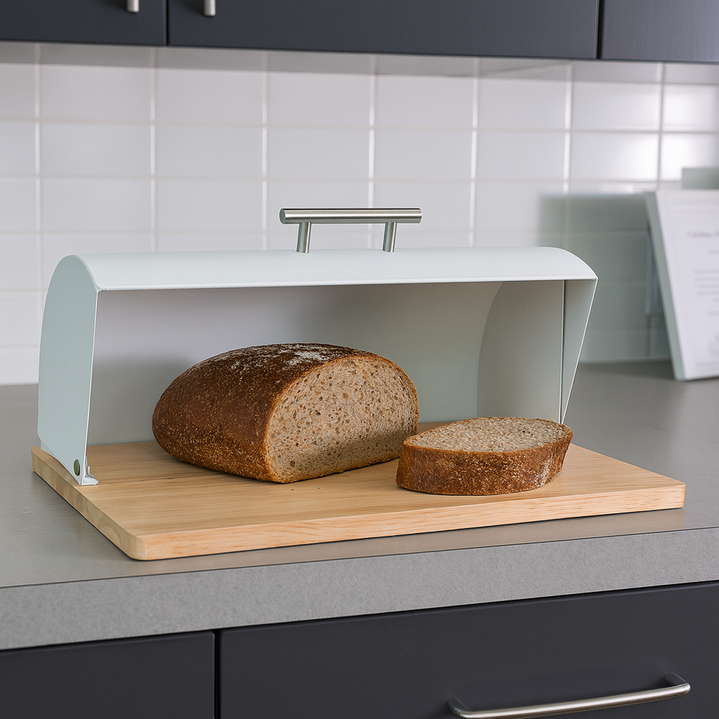 Brotkasten Edelstahl/Metall/Gummibaum - Elysera