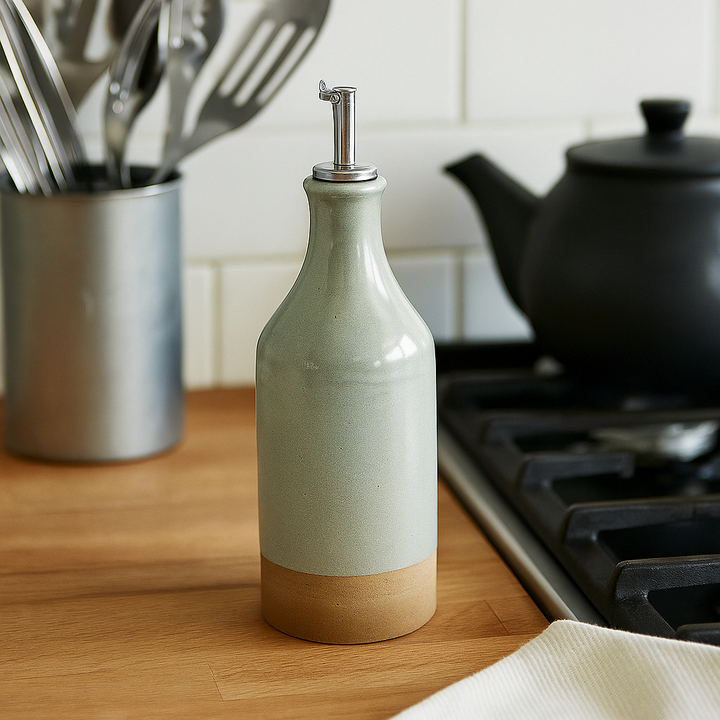 Essig-/Ölflasche Steingut/Edelstahl 420 ml - Elysera