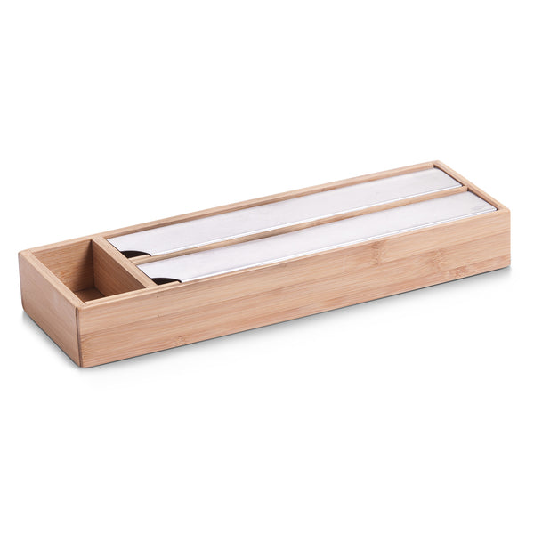Folien-Aufbewahrungs-Abreiß-Box, Bambus/Edelstahl - Elysera