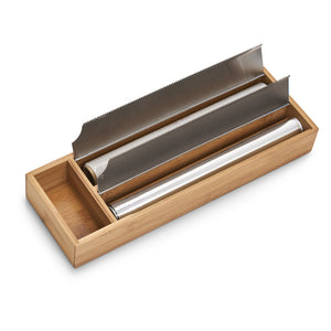 Folien-Aufbewahrungs-Abreiß-Box, Bambus/Edelstahl - Elysera