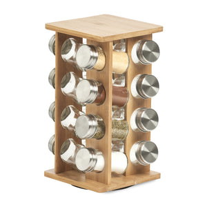Gewürzrondell Edelstahl/Glas/Bambus - Elysera