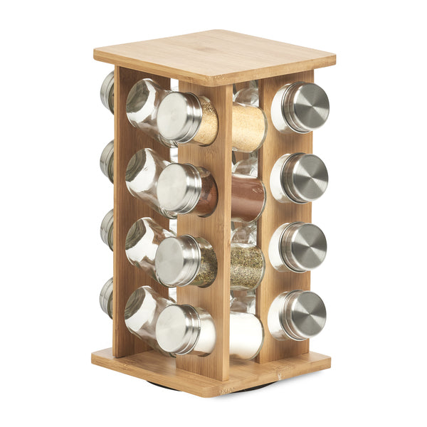Gewürzrondell Edelstahl/Glas/Bambus - Elysera