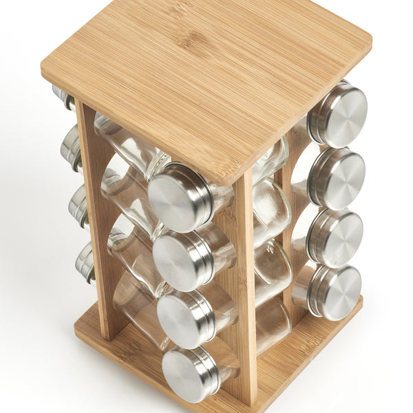 Gewürzrondell Edelstahl/Glas/Bambus - Elysera