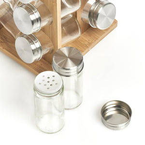 Gewürzrondell Edelstahl/Glas/Bambus - Elysera