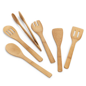 7-teiliges Küchenutensilienhalter-Set Bambus - Elysera