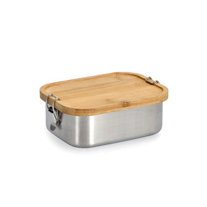 Lunchbox mit Clipverschluss, Edelstahl/Bambus - Elysera