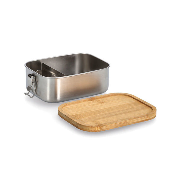 Lunchbox mit Clipverschluss, Edelstahl/Bambus - Elysera