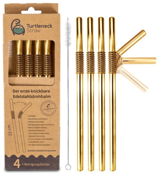 Knickbare Edelstahl-Trinkhalme – 4er oder 8er Set - Elysera