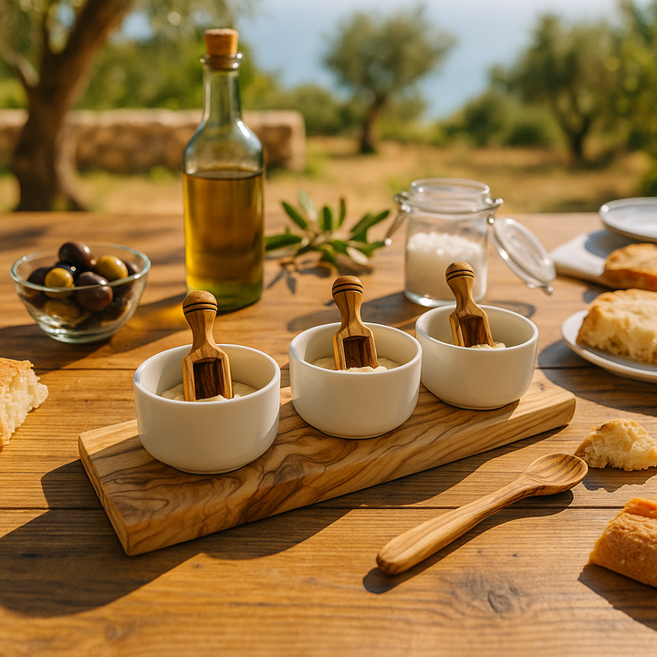 3er Salzschälchen mit Salzschippchen