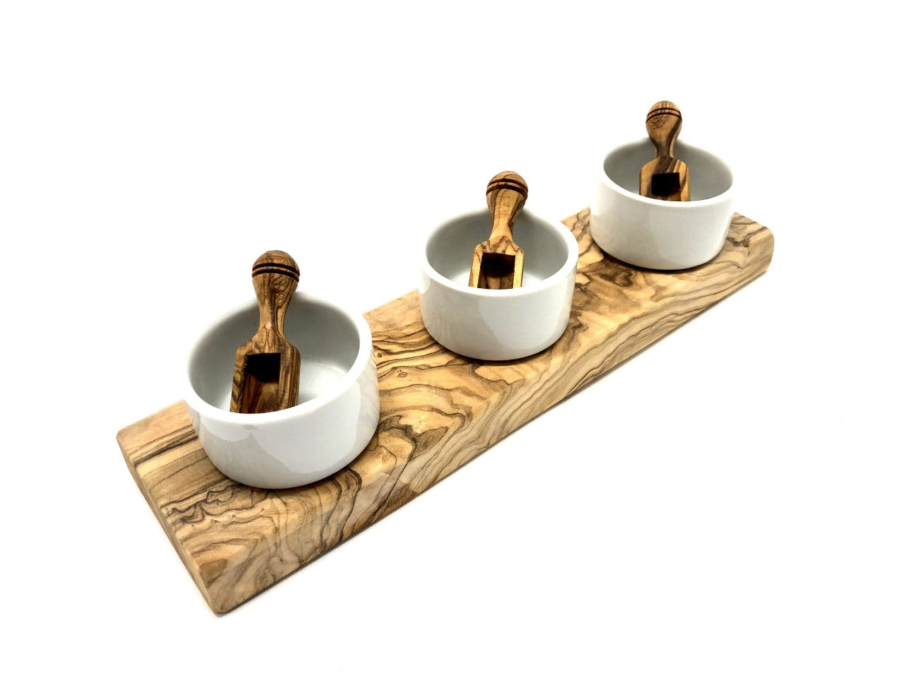 3er Salzschälchen-Set mit Schippchen und Tablett