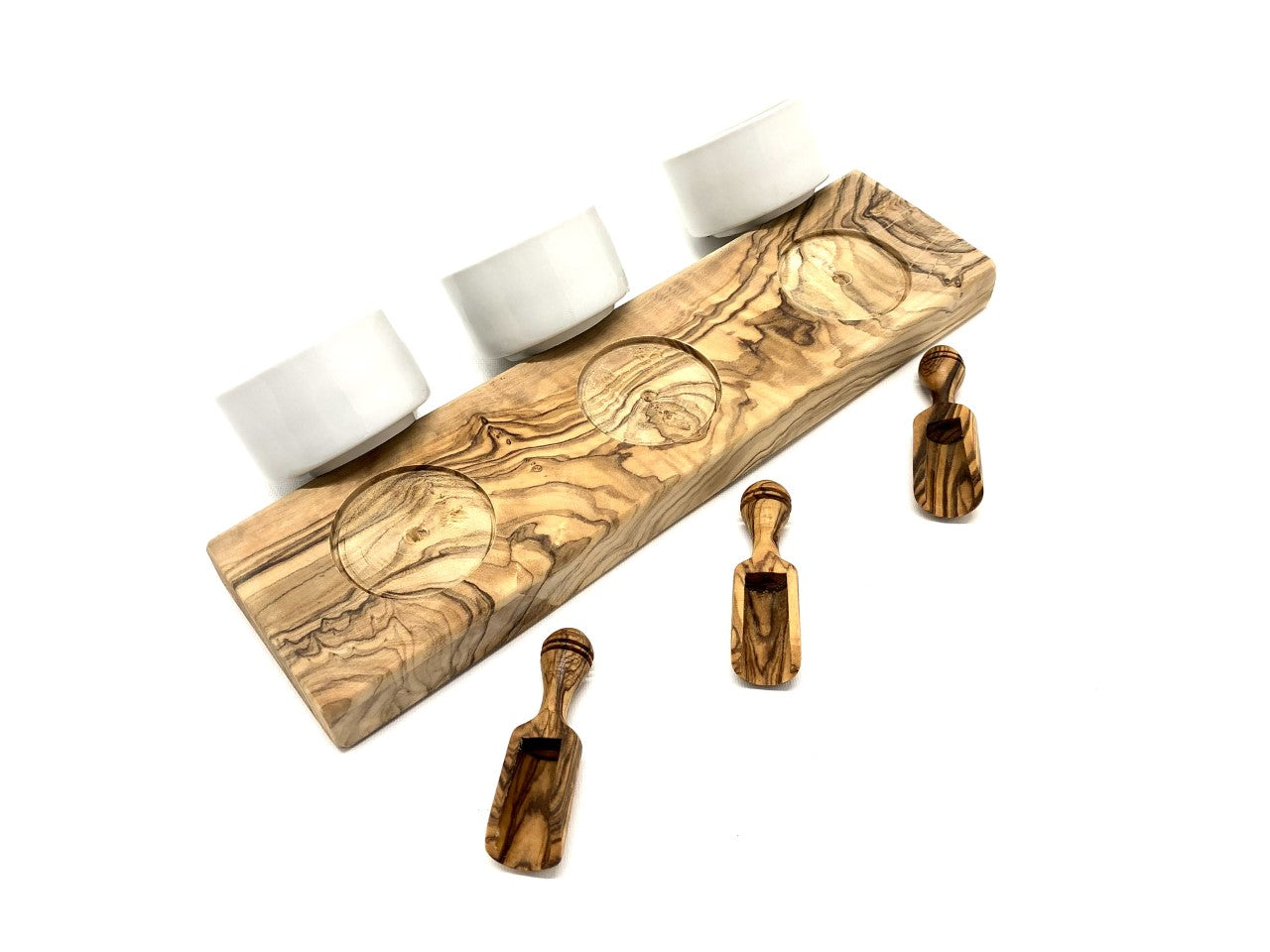 3er Salzschälchen-Set mit Schippchen und Tablett