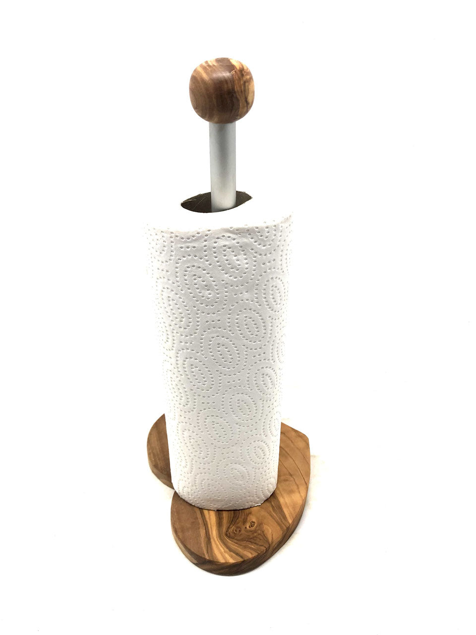Küchenrollenhalter Klassik mit Herzfuß aus Olivenholz