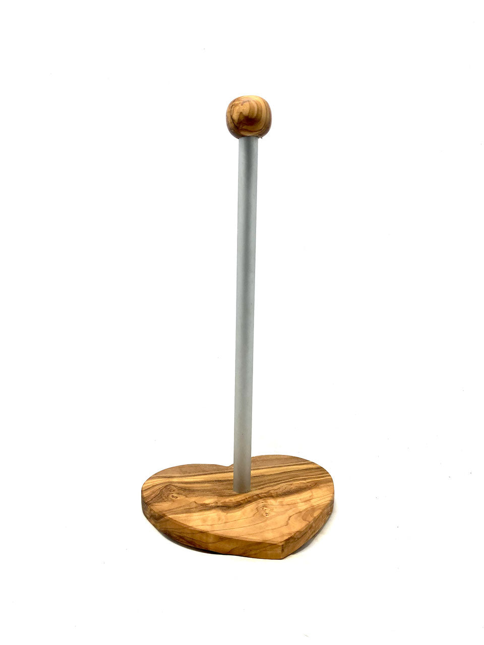 Küchenrollenhalter Klassik mit Herzfuß aus Olivenholz