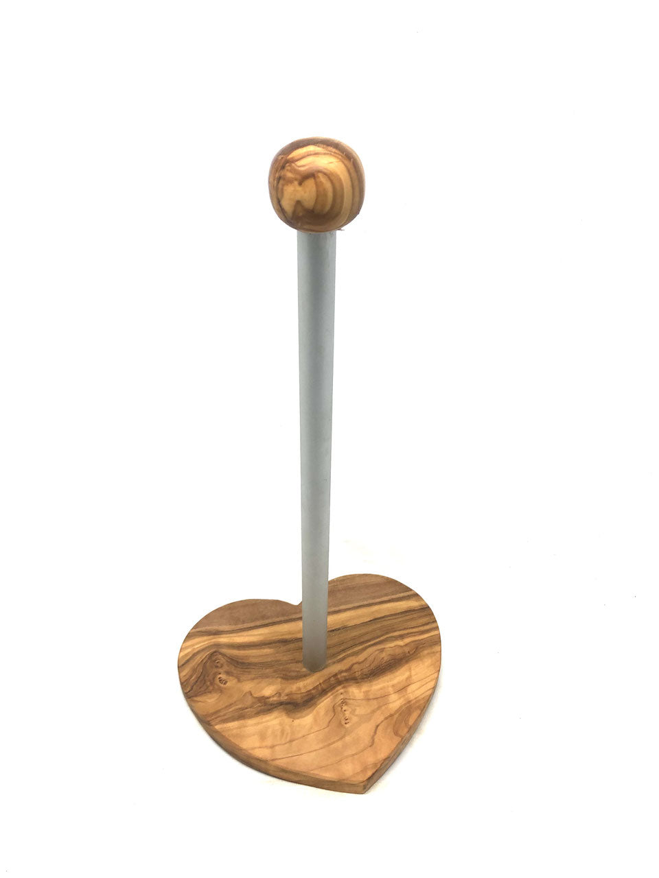 Küchenrollenhalter Klassik mit Herzfuß aus Olivenholz