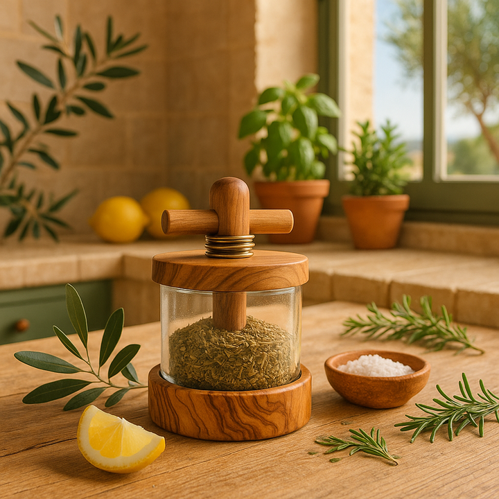 Kräutermühle aus Olivenholz